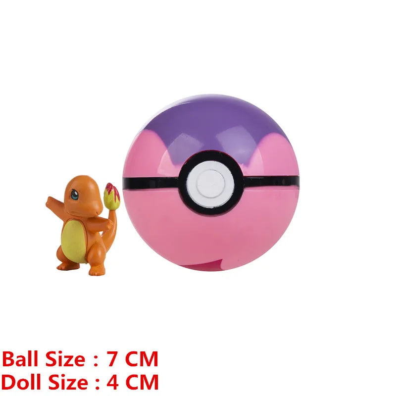 Pokémon Pokéball mit Cartoon-Designs – Anime-Film-Figuren Pikachu, Charmander, Eevee, Squirtle, Vulpix – Hochwertige Action-Spielzeuge, Sammlermodelle, Geschenke