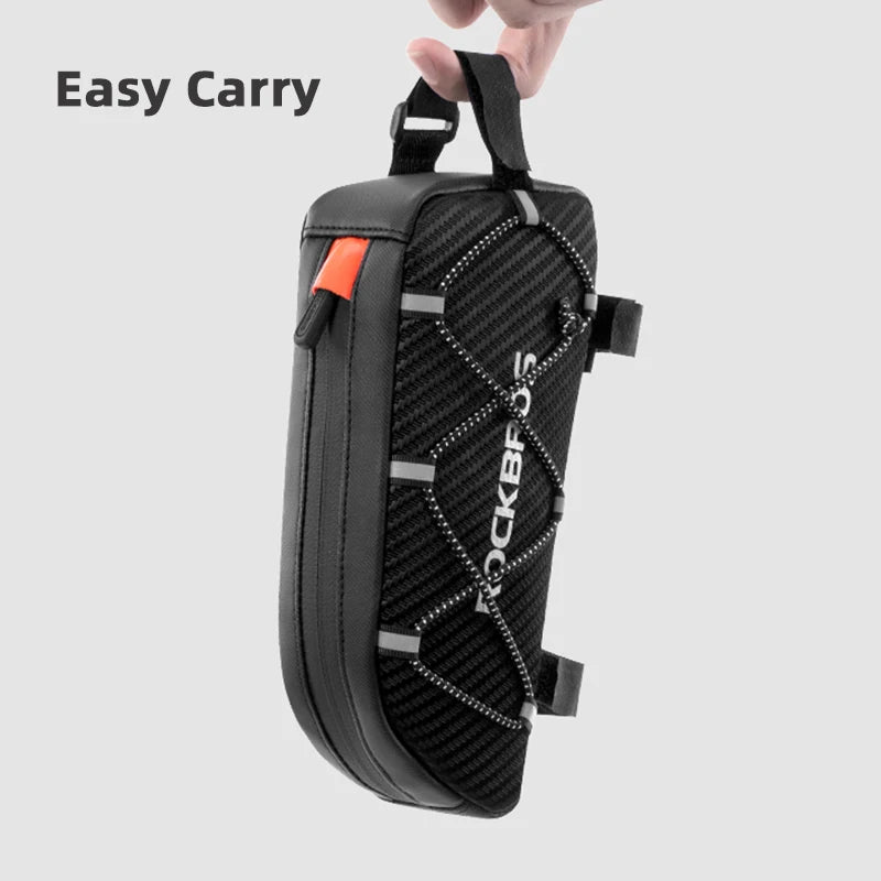 Rockbros Fahrradrahmen-Tasche – reflektierende, ultraleichte Front-Oberrohr-Tasche mit großem Fassungsvermögen, tragbar, multifunktional, Fahrradzubehör