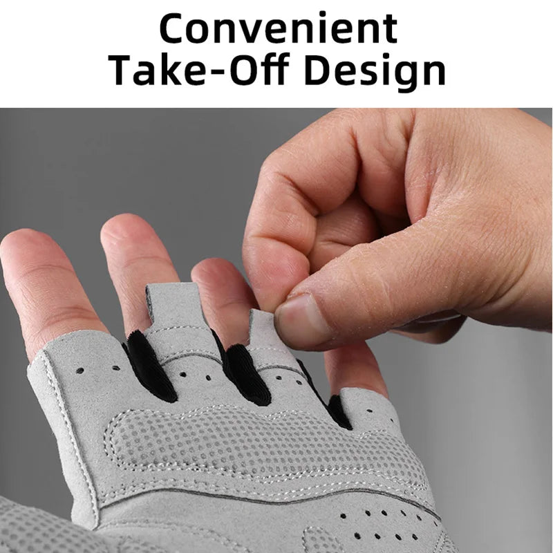 ROCKBROS Fahrradhandschuhe Halb-Finger Stoßfest Atmungsaktiv MTB Mountainbike Sporthandschuhe für Herren und Damen Kurze Handschuhe