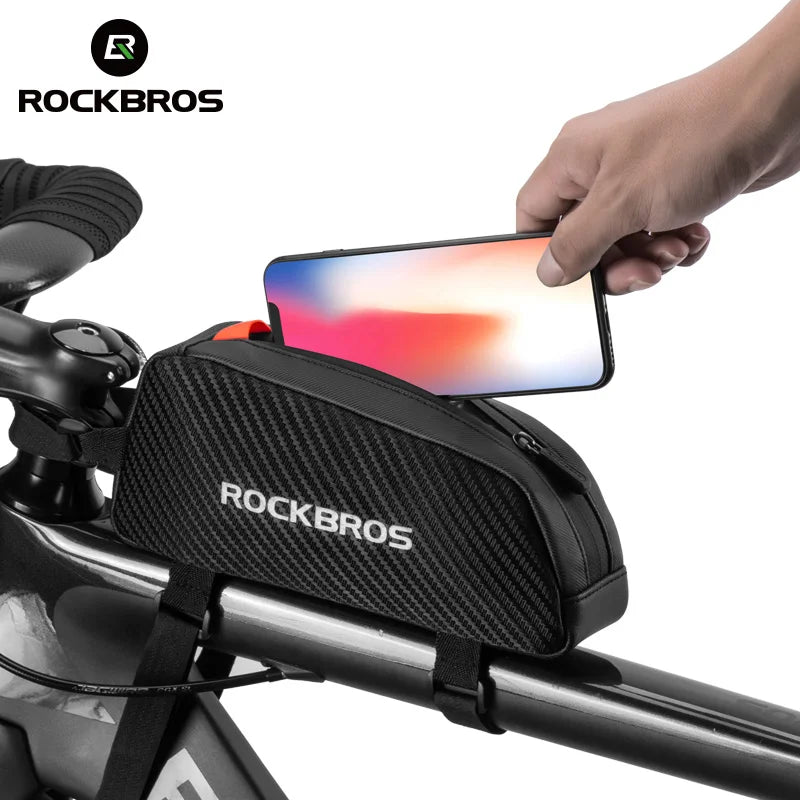 Rockbros Fahrradrahmen-Tasche – reflektierende, ultraleichte Front-Oberrohr-Tasche mit großem Fassungsvermögen, tragbar, multifunktional, Fahrradzubehör