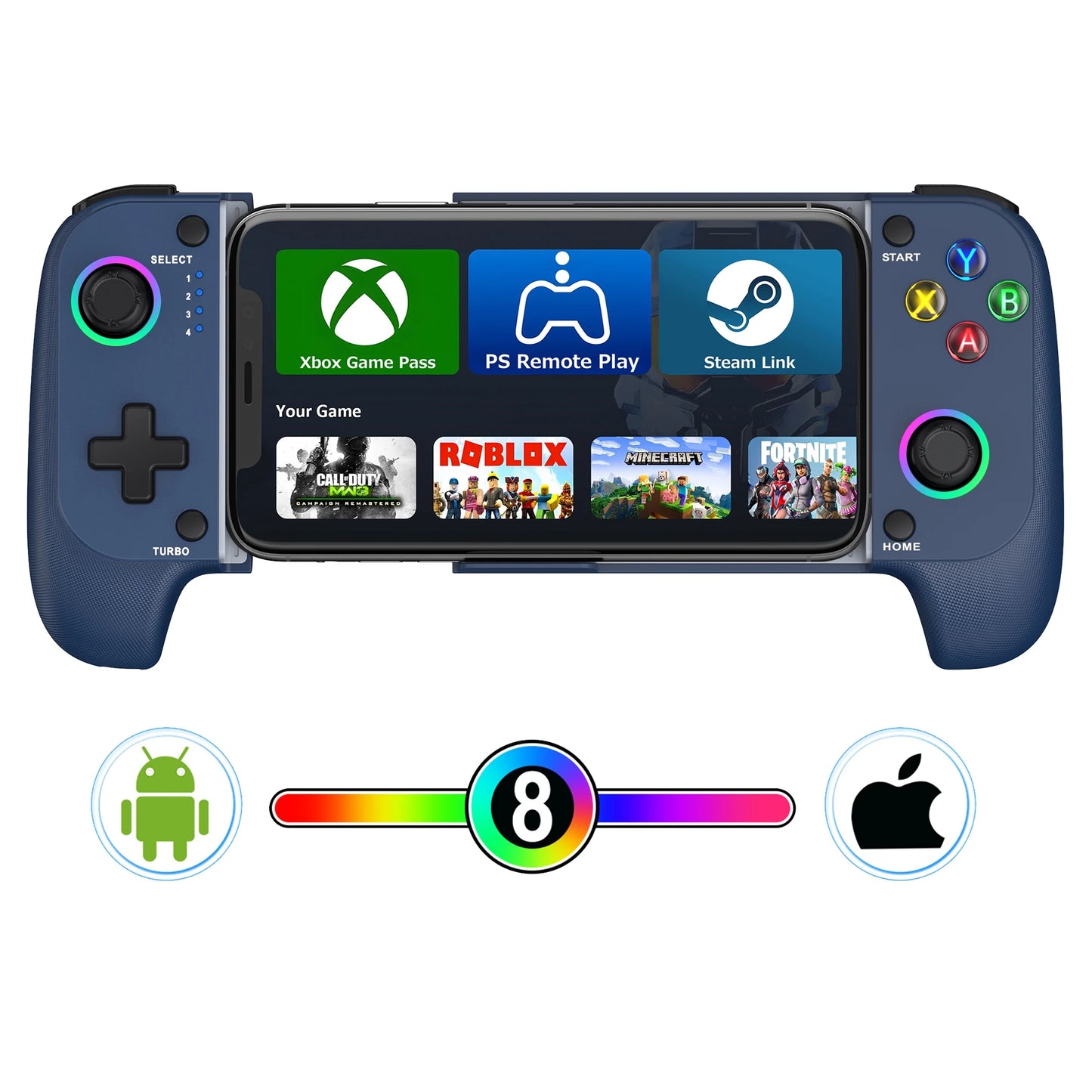 DinoFire Handy-Gamepad Joystick für iPhone und Android, Bluetooth-Controller mit Trigger und Halleffekt-Stick, mobiles Spielsteuergerät