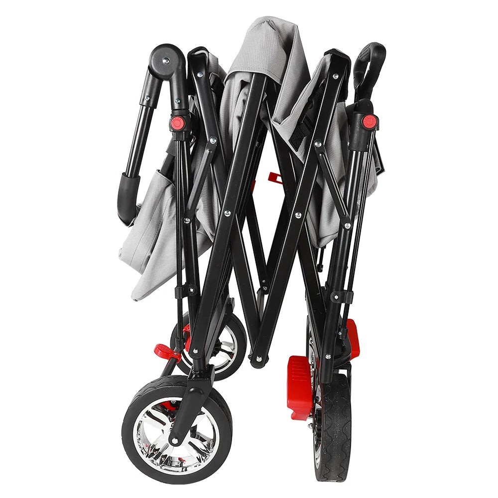 1 Stück faltbarer Gartenwagen mit Dachrädern, Brems-Transportwagen aus Stahlmetall für Garten, Camping und Sonnenschutz für Kinder