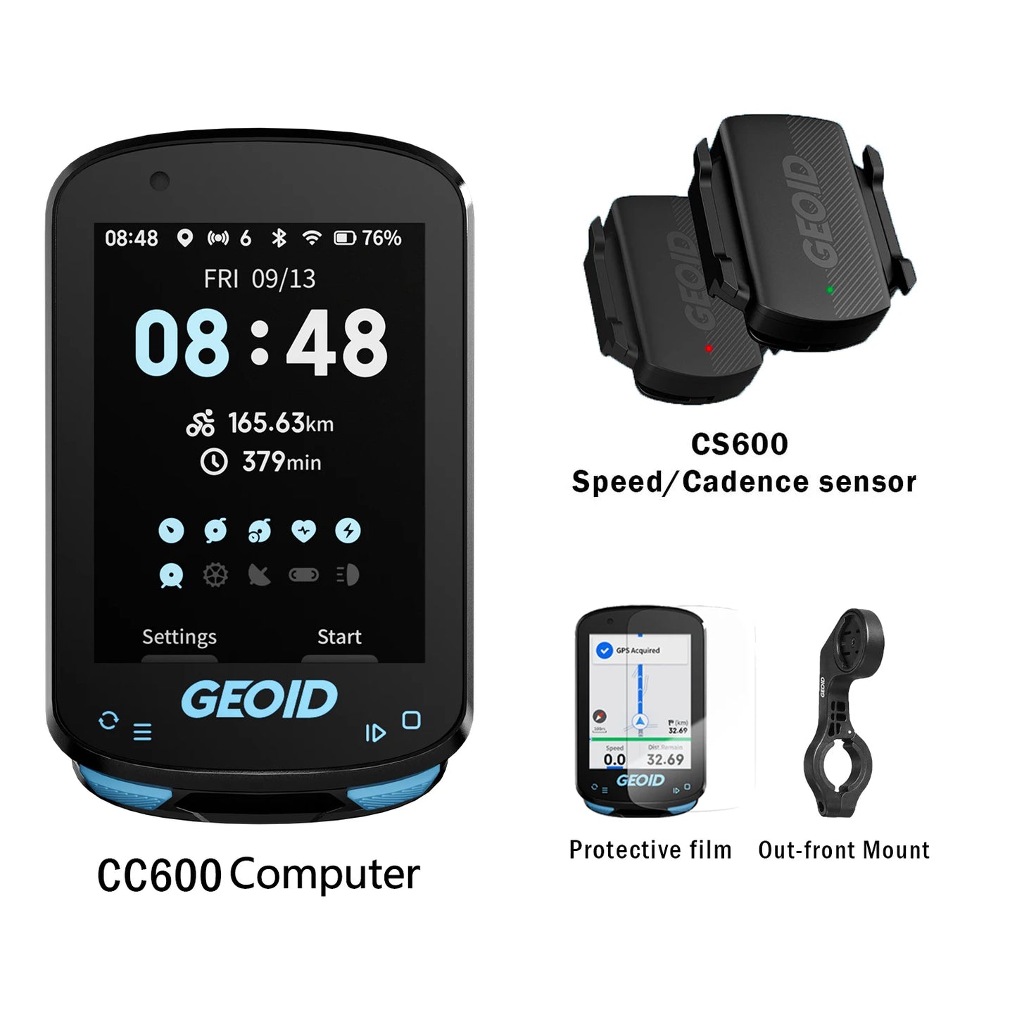GEOID CC600 Fahrradcomputer Smart GPS Navigation Kabellos ANT+ WIFI Fahrrad-Tachometer IPX7 Wasserdicht Farb-Touchscreen Kilometerzähler