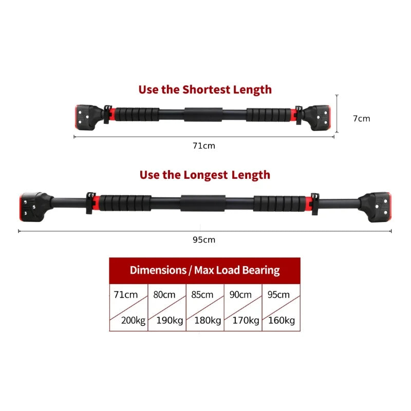 Horizontale Fitnessstange für zu Hause – Wandmontierte Klimmzugstange ohne Bohren, Einzelstange für das Heimtraining, Stretching- und Pull-up-Gerät
