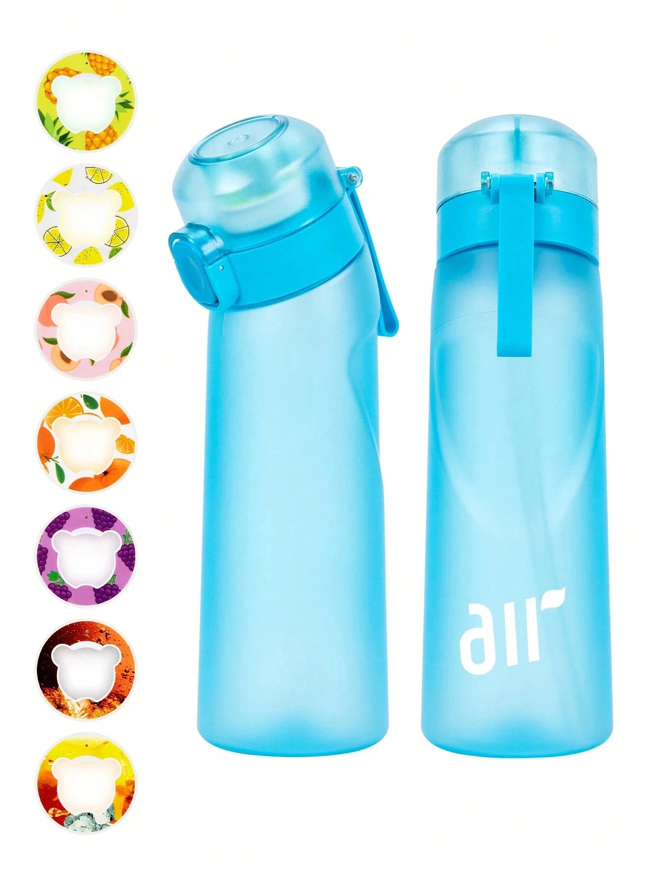 1× Air-Wasserflasche mit 1× Geschmackspod (zufälliger Geschmack) – Tragbar, transparent, mit Trinkhalm, auslaufsicher, ideal für Outdoor-Sport