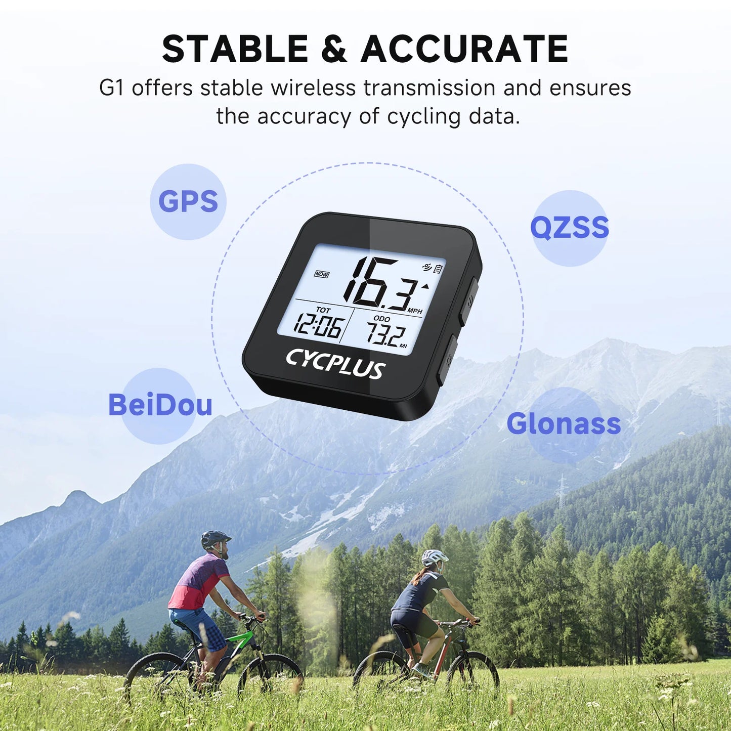 CYCPLUS G1 Fahrradcomputer GPS Geschwindigkeitsmesser Kabelloses Fahrradzubehör Wasserdichtes Fahrrad-Tachometer Kilometerzähler