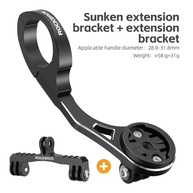 ROCKBROS Fahrradcomputer-Halterung mit Licht- und GPS-Halterung – Fahrradhalterung für GoPro – Halter für Bryton, iGS, Garmin Computer – Fahrrad-Zubehör