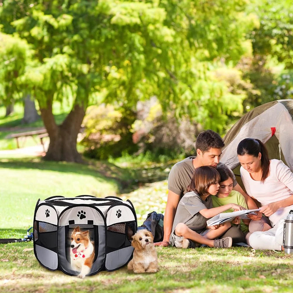 Tragbares faltbares Katzendorf Katzenhaus für unterwegs, Haustierzelt, Katzen-/Hundekäfig, achteckiger Zaun, Haustierkäfig, einfache Handhabung