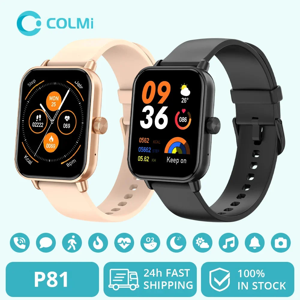 COLMI P81 Smartwatch mit Anruffunktion – 1,9" Ultra-Bildschirm, 24-Stunden-Gesundheitsüberwachung, über 100 Sportmodi, Bluetooth-Smartwatch für Damen und Herren