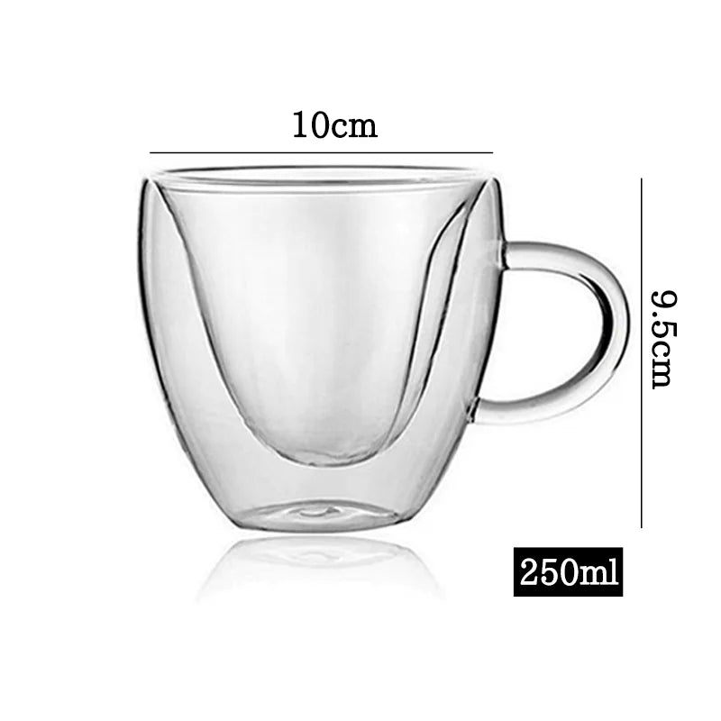 Doppelte Kaffeevase von 80–450 ml, Glasbehälter mit doppeltem Deckel für Kaffee und Milch, transparente Tasse mit Gläsern