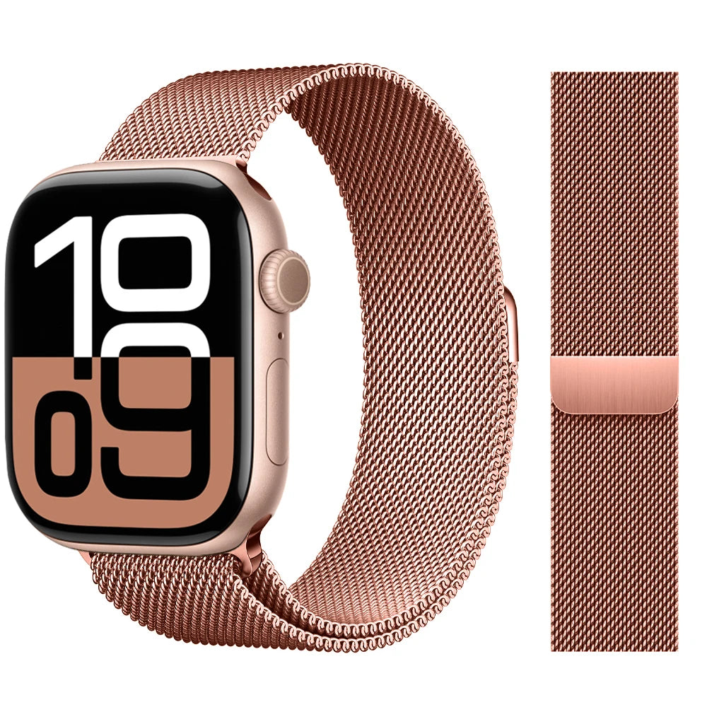 Milanaise-Armband für Apple Watch – kompatibel mit 46 mm, 44 mm, 45 mm, 40 mm, 42 mm, 41 mm, 38 mm, 49 mm – Edelstahlarmband für iWatch Series 10 Ultra 2, 9, 8, SE, 7, 6, 5