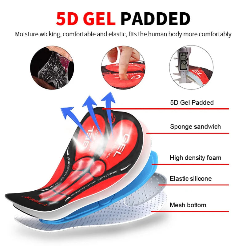 X-TIGER Herren Fahrradhose Unterhose 5D Gelpolster Atmungsaktiv Rutschfest Fahrradshorts Bike-Unterhose MTB Straßenradfahren Shorts