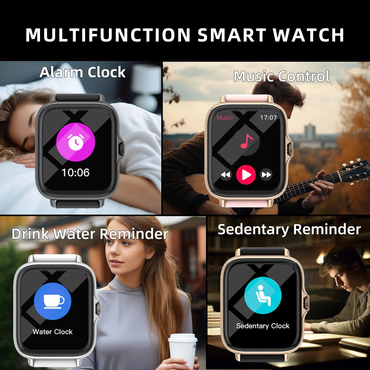 1,83'' Wasserdichte Smartwatch mit Nachrichten, Antworten, Anrufen, Schlafüberwachung, Sport-Schrittzähler, Benachrichtigungen – kompatibel mit iPhone und Android