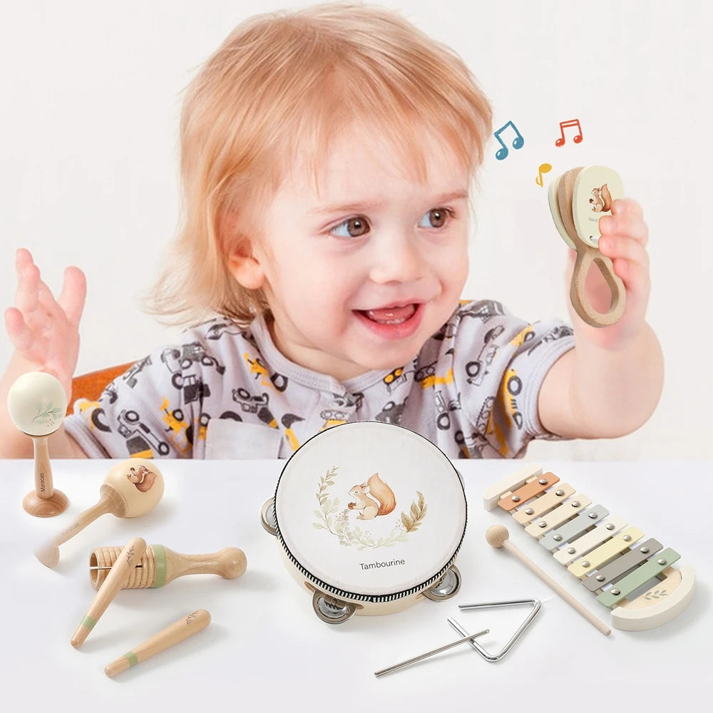 Musikinstrumente Montessori Musik Baby 0–12 Monate Spielzeug Trommel Xylophon Kinder Frühpädagogische Holzspielzeuge Babyspielzeug