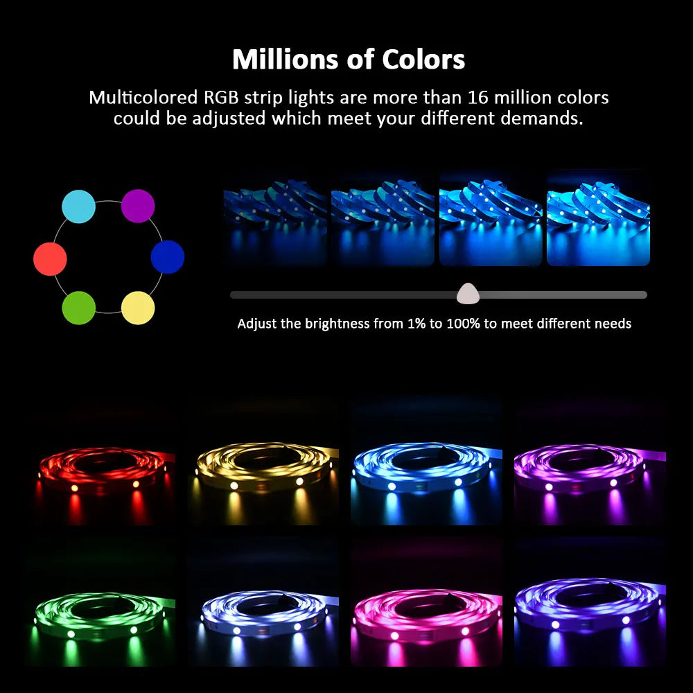 USB LED Strip Lights — Music Sync & Color Changing