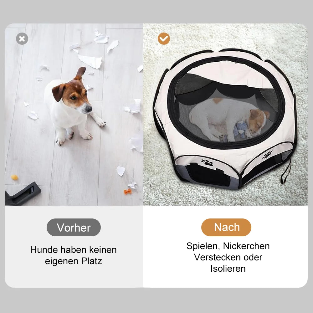 Tragbares faltbares Katzendorf Katzenhaus für unterwegs, Haustierzelt, Katzen-/Hundekäfig, achteckiger Zaun, Haustierkäfig, einfache Handhabung