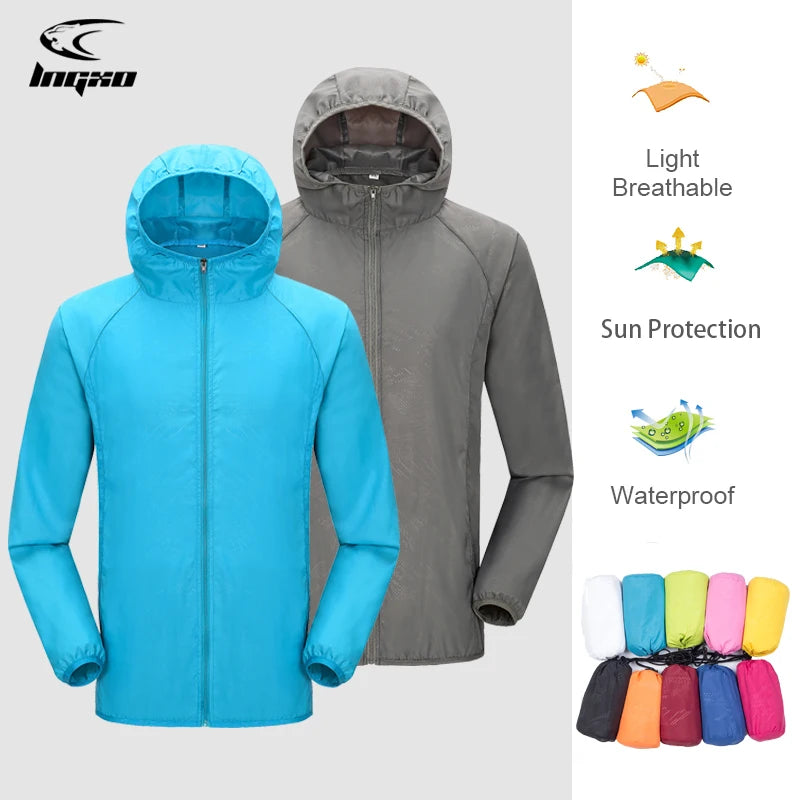 Camping-Regenjacke für Herren und Damen – wasserdicht, Sonnenschutz, schnelltrocknend, Windbreaker mit Tasche, ideal zum Angeln und Jagen.