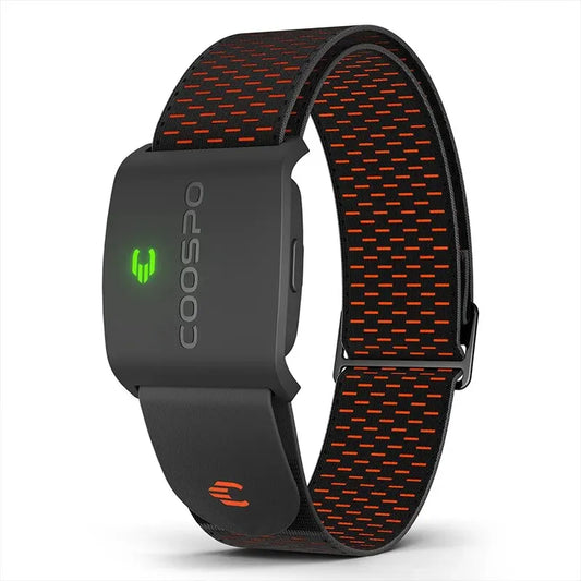 COOSPO HW9 Armband Herzfrequenzmesser mit HF-Zonen/Kalorien HRM-Sensor für Fitness, Radfahren, BLE 5.0, ANT+ kompatibel mit Peloton, Zwift, Wahoo