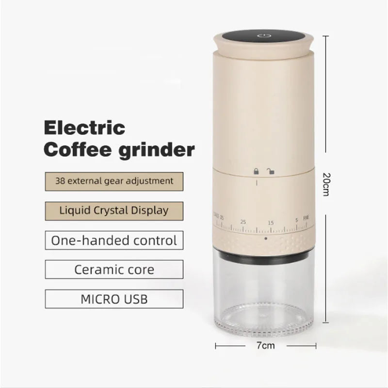 123 / 5.000 Elektrische Kaffeemühle mit 1500 mAh, einstellbare Grobkörnigkeit, externe Ladefunktion, Kaffeemühle Typ C, Bohnenmühle, Kaffeemaschine