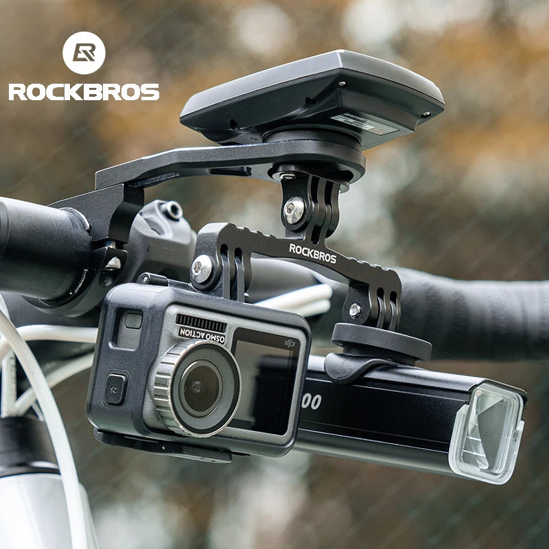 ROCKBROS Fahrradcomputer-Halterung mit Licht- und GPS-Halterung – Fahrradhalterung für GoPro – Halter für Bryton, iGS, Garmin Computer – Fahrrad-Zubehör