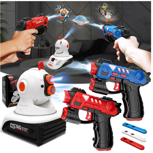 VATOS Lasertag-Set mit Projektor, 2 Spieler, Infrarot-Mini-Lasertag für Kinder, Jungen ab 3 Jahren, Spiel für drinnen und draußen, ideales Geschenk für Kinder