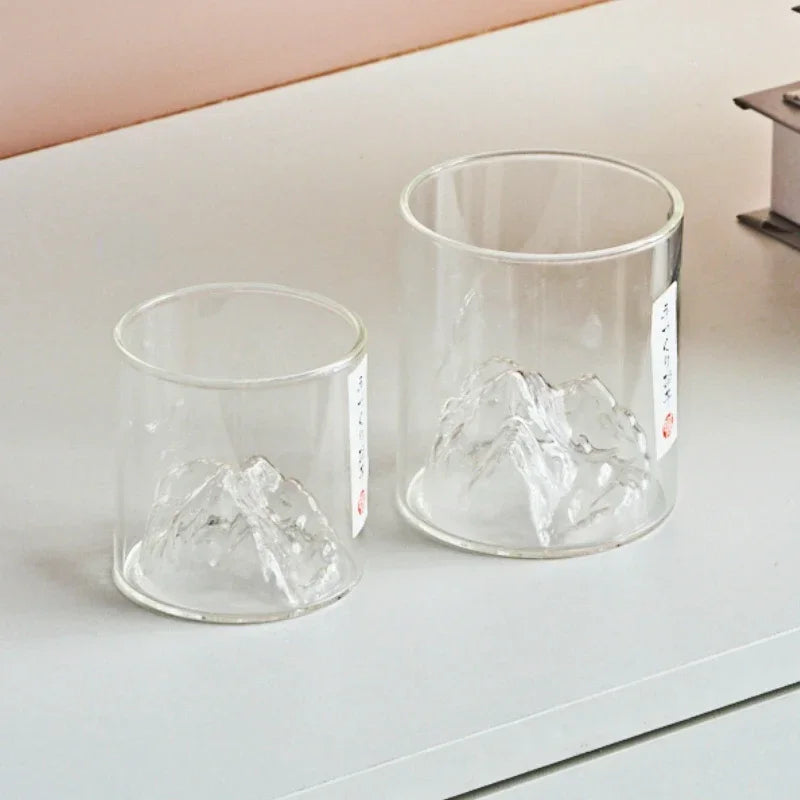Kleine transparente Glaskaffeetasse Bergglas Whisky Hitzebeständige Teegetränk Milchsafttasse Tassen Trinkgläser