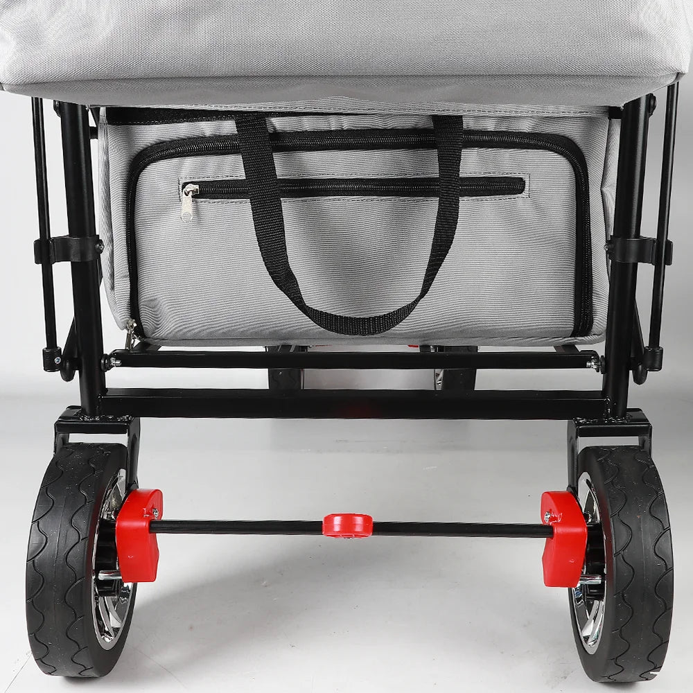 1 Stück faltbarer Gartenwagen mit Dachrädern, Brems-Transportwagen aus Stahlmetall für Garten, Camping und Sonnenschutz für Kinder