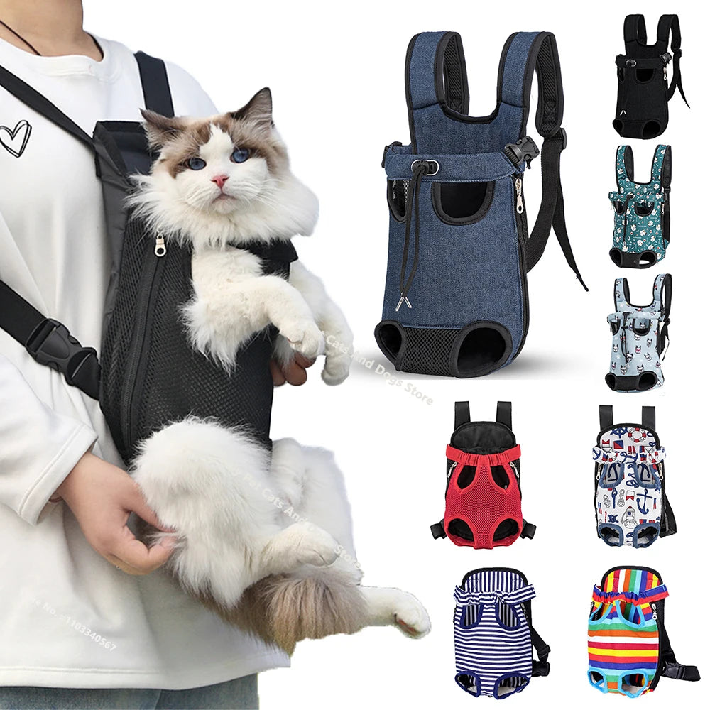 Verstellbare Katzen-Tragetasche, Haustier-Doppel-Schulter-Rucksack, tragbare Tasche für Outdoor, Reisen, Camping, Wandern – Katzen- und Hundetasche
