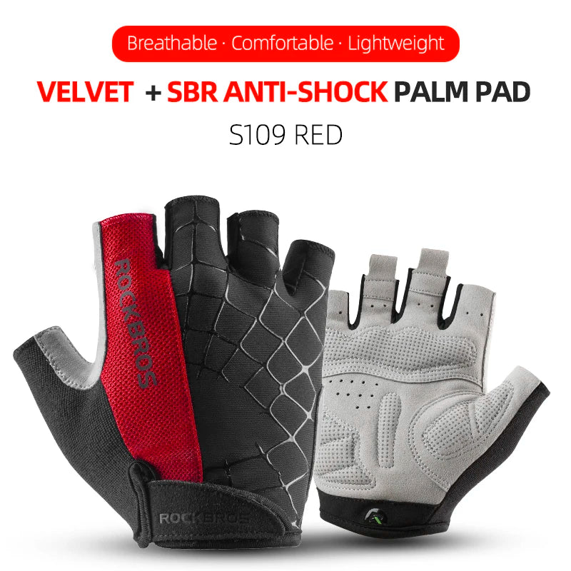 ROCKBROS Fahrradhandschuhe Halb-Finger Stoßfest Atmungsaktiv MTB Mountainbike Sporthandschuhe für Herren und Damen Kurze Handschuhe