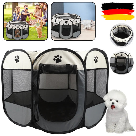 Tragbares faltbares Katzendorf Katzenhaus für unterwegs, Haustierzelt, Katzen-/Hundekäfig, achteckiger Zaun, Haustierkäfig, einfache Handhabung