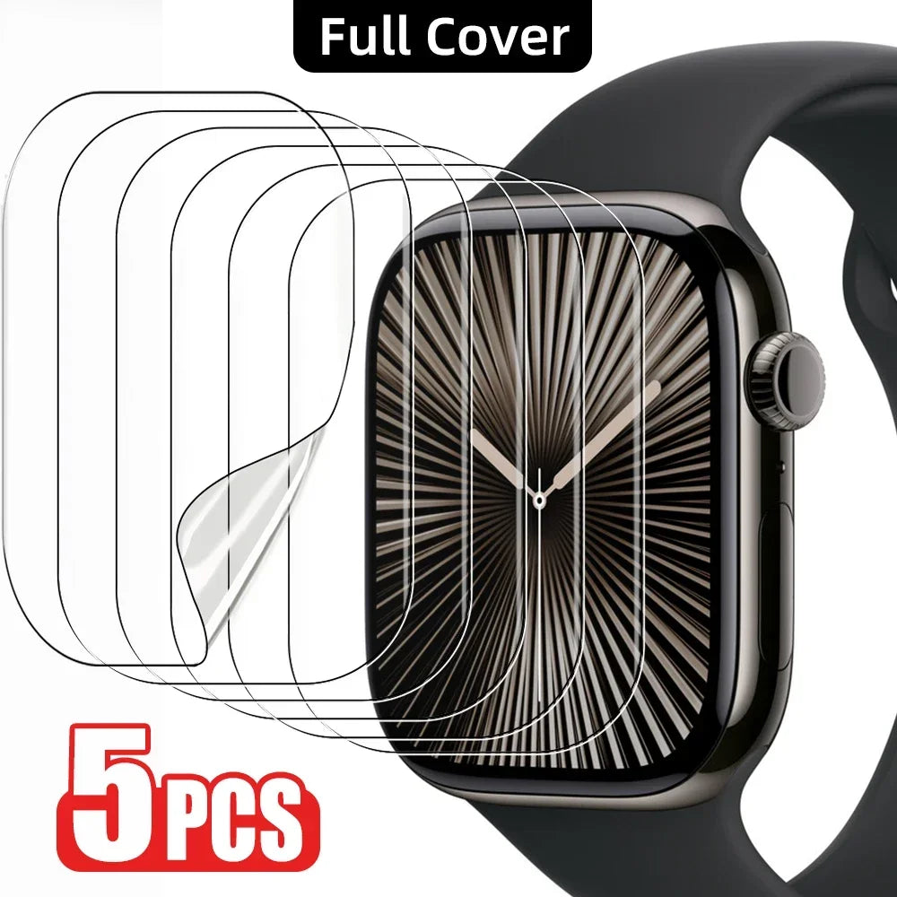 Displayschutzfolie für Apple Watch, 5 Stück – Schutzfolie für 49 mm, 40 mm, 44 mm, 45 mm, 41 mm Serie 10, 46 mm, 42 mm Serie 9, 8, 7, SE, Ultra 2 – Zubehör