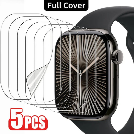 Displayschutzfolie für Apple Watch, 5 Stück – Schutzfolie für 49 mm, 40 mm, 44 mm, 45 mm, 41 mm Serie 10, 46 mm, 42 mm Serie 9, 8, 7, SE, Ultra 2 – Zubehör