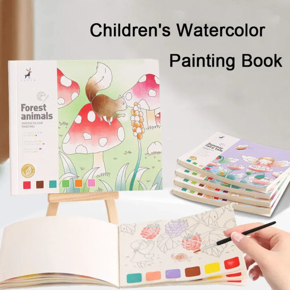 20 Blatt Kreatives Aquarell-Malbuch für Kinder – Märchen, Tiere, Blumen, Gouache, Graffiti, Zeichnungen, Kinder DIY Spielzeug