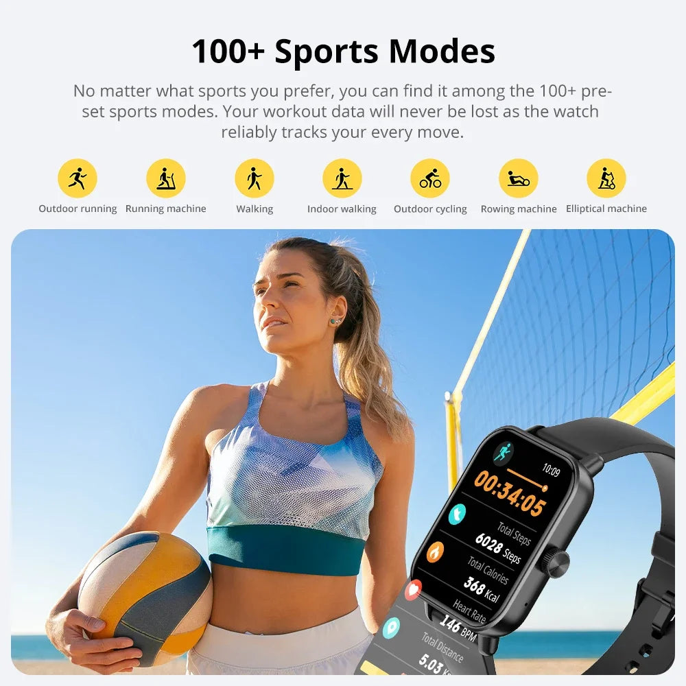 COLMI P81 Smartwatch mit Anruffunktion – 1,9" Ultra-Bildschirm, 24-Stunden-Gesundheitsüberwachung, über 100 Sportmodi, Bluetooth-Smartwatch für Damen und Herren