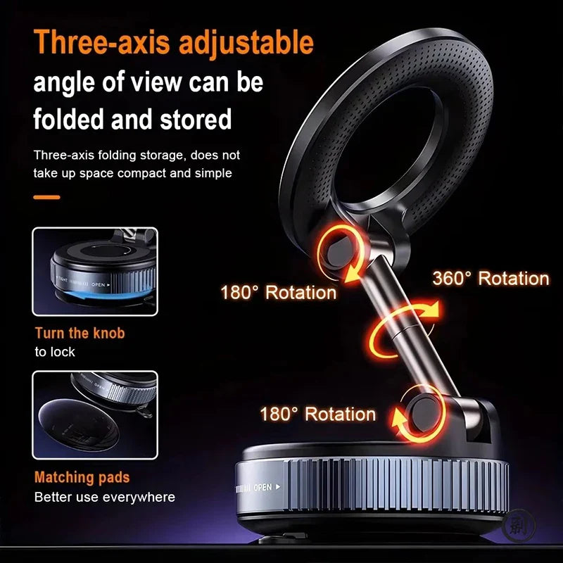 Magnetic Car Phone Holder — 360° Foldable MagSafe Compatible