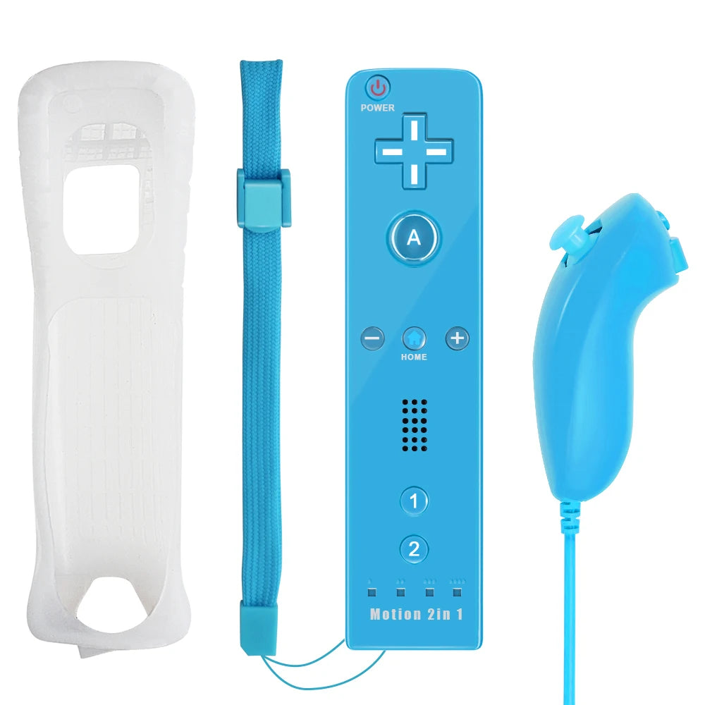 2-in-1-Controller für Nintendo Wii-Konsole, optional Motion Plus Wireless Remote Gamepad Joystick mit Silikonhülle, Spielzubehör