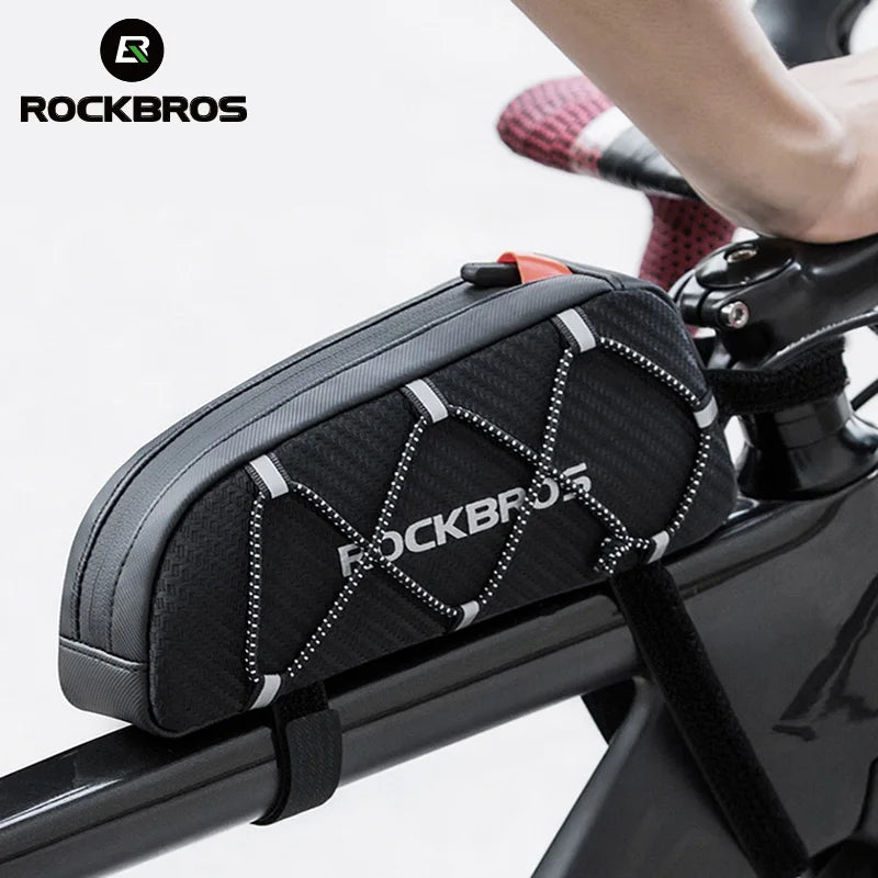 Rockbros Fahrradrahmen-Tasche – reflektierende, ultraleichte Front-Oberrohr-Tasche mit großem Fassungsvermögen, tragbar, multifunktional, Fahrradzubehör