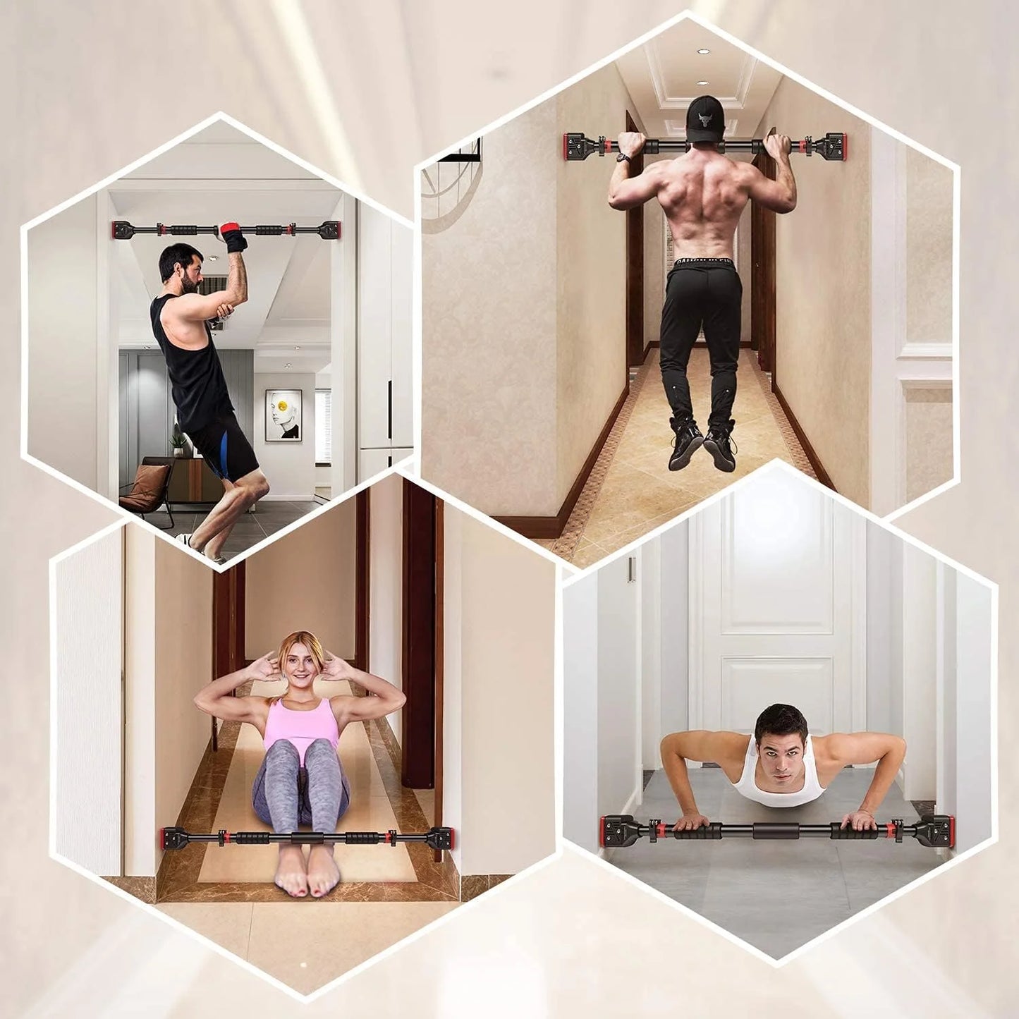 Horizontale Fitnessstange für zu Hause – Wandmontierte Klimmzugstange ohne Bohren, Einzelstange für das Heimtraining, Stretching- und Pull-up-Gerät