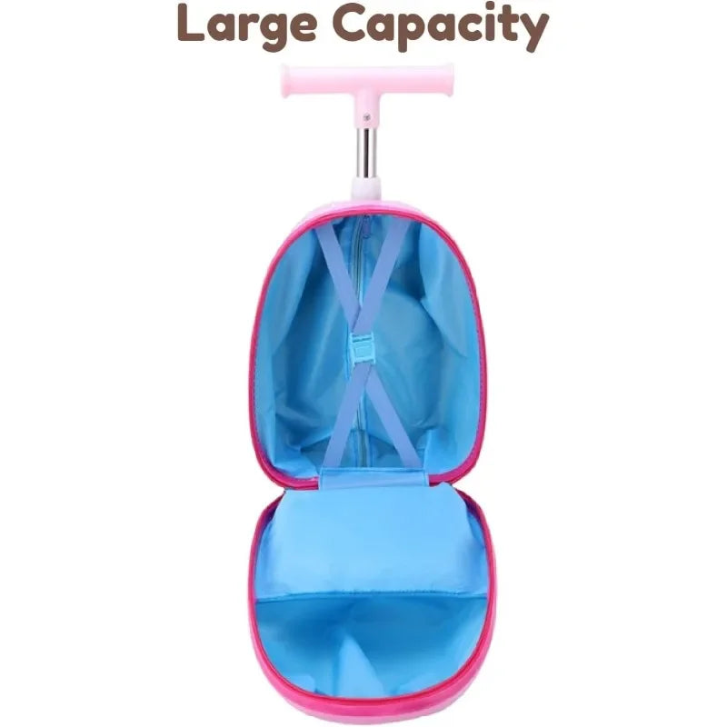 2-in-1-Set, Rollerkoffer, Hartschalen-Aufsitzgepäck, Kinder-Handgepäck mit Einhorn-Motiv und Roller mit faltbarem Freeo-Trolley