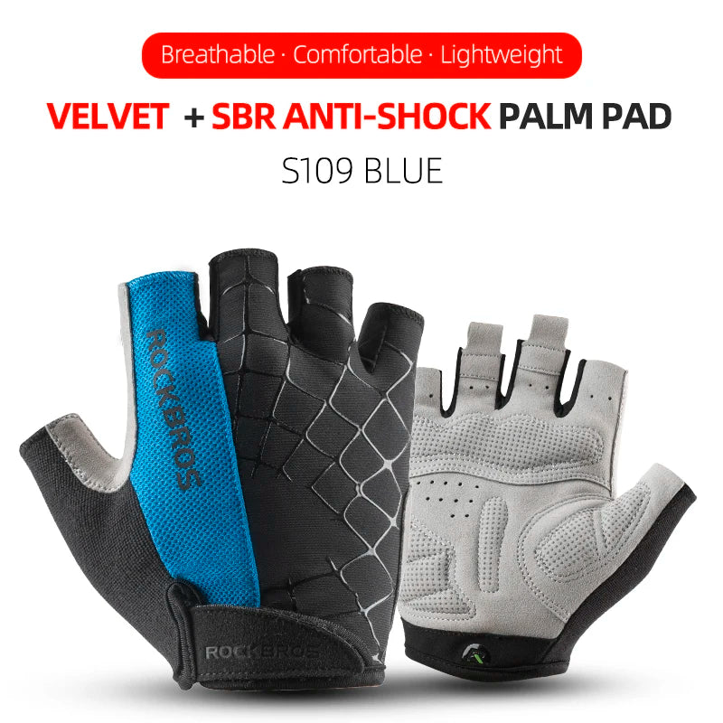 ROCKBROS Fahrradhandschuhe Halb-Finger Stoßfest Atmungsaktiv MTB Mountainbike Sporthandschuhe für Herren und Damen Kurze Handschuhe