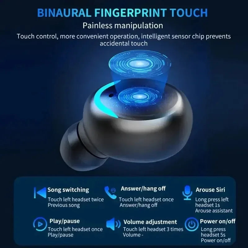 F9 True Wireless Earbuds — LED Power Display, Bluetooth 5.0
