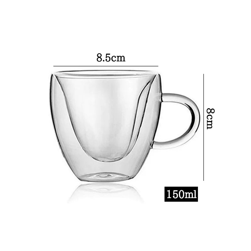 Doppelte Kaffeevase von 80–450 ml, Glasbehälter mit doppeltem Deckel für Kaffee und Milch, transparente Tasse mit Gläsern