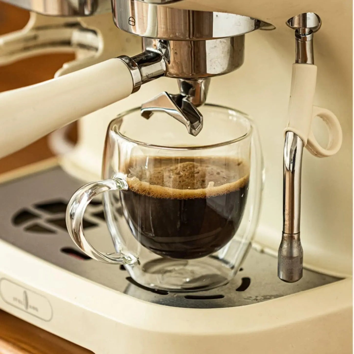 Doppelte Kaffeevase von 80–450 ml, Glasbehälter mit doppeltem Deckel für Kaffee und Milch, transparente Tasse mit Gläsern