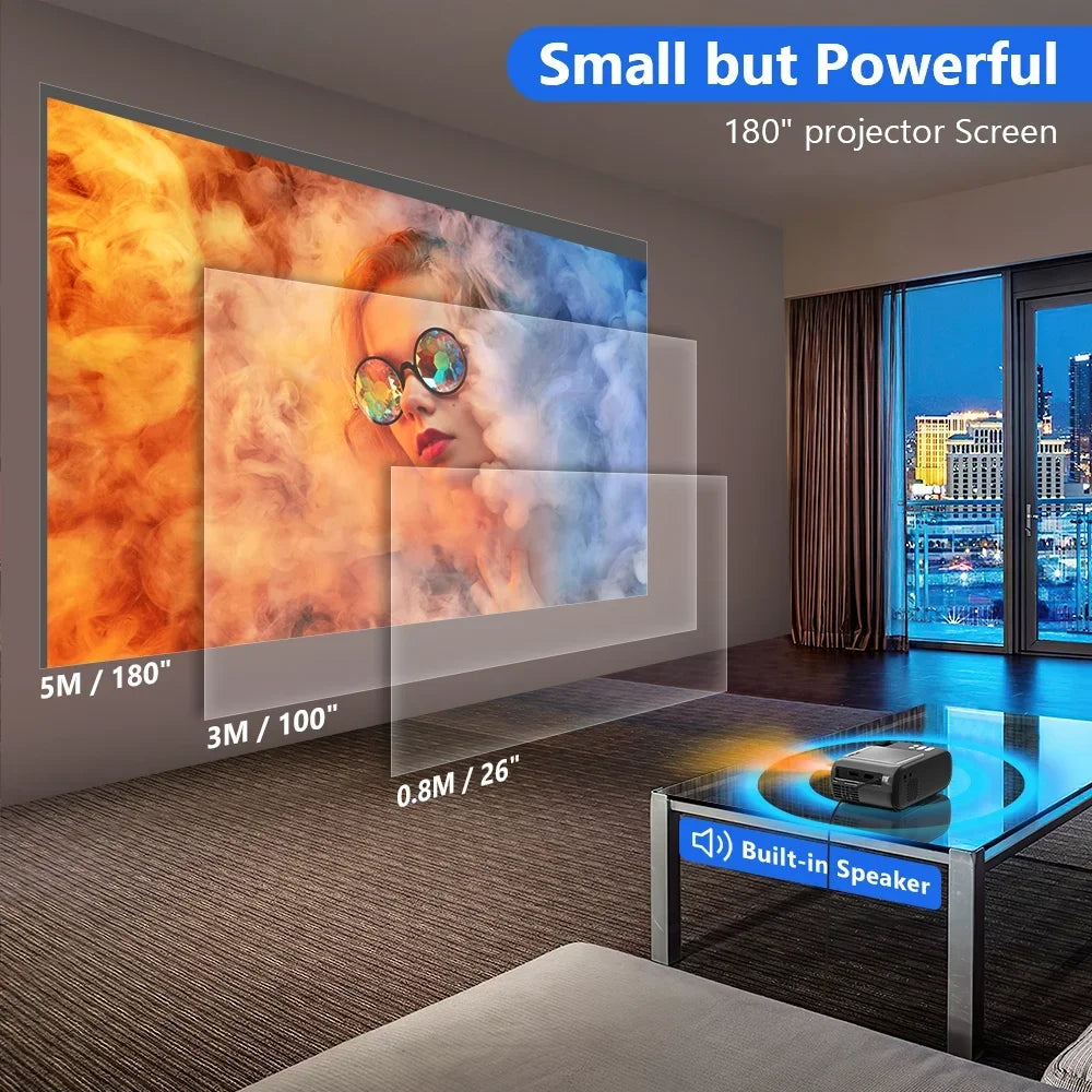 XIWBSY 12000 Lumen Mini-Android-Projektor Full HD Tragbarer Projektor Heimkino Büro Camping Outdoor-Projektor Beamer