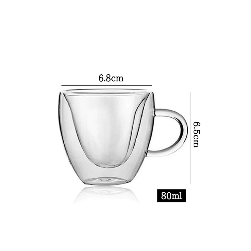 Doppelte Kaffeevase von 80–450 ml, Glasbehälter mit doppeltem Deckel für Kaffee und Milch, transparente Tasse mit Gläsern