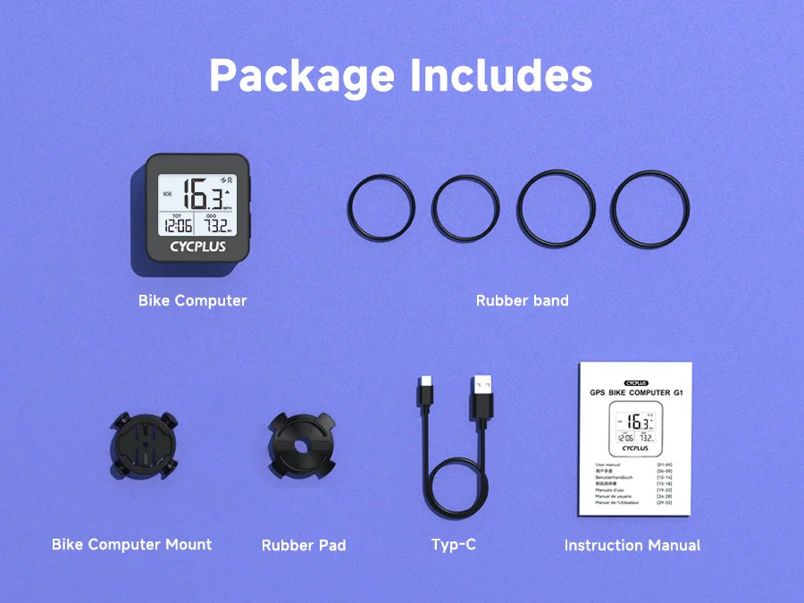 CYCPLUS G1 Fahrradcomputer GPS Geschwindigkeitsmesser Kabelloses Fahrradzubehör Wasserdichtes Fahrrad-Tachometer Kilometerzähler