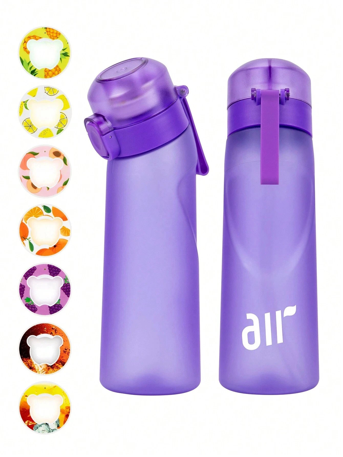 1× Air-Wasserflasche mit 1× Geschmackspod (zufälliger Geschmack) – Tragbar, transparent, mit Trinkhalm, auslaufsicher, ideal für Outdoor-Sport