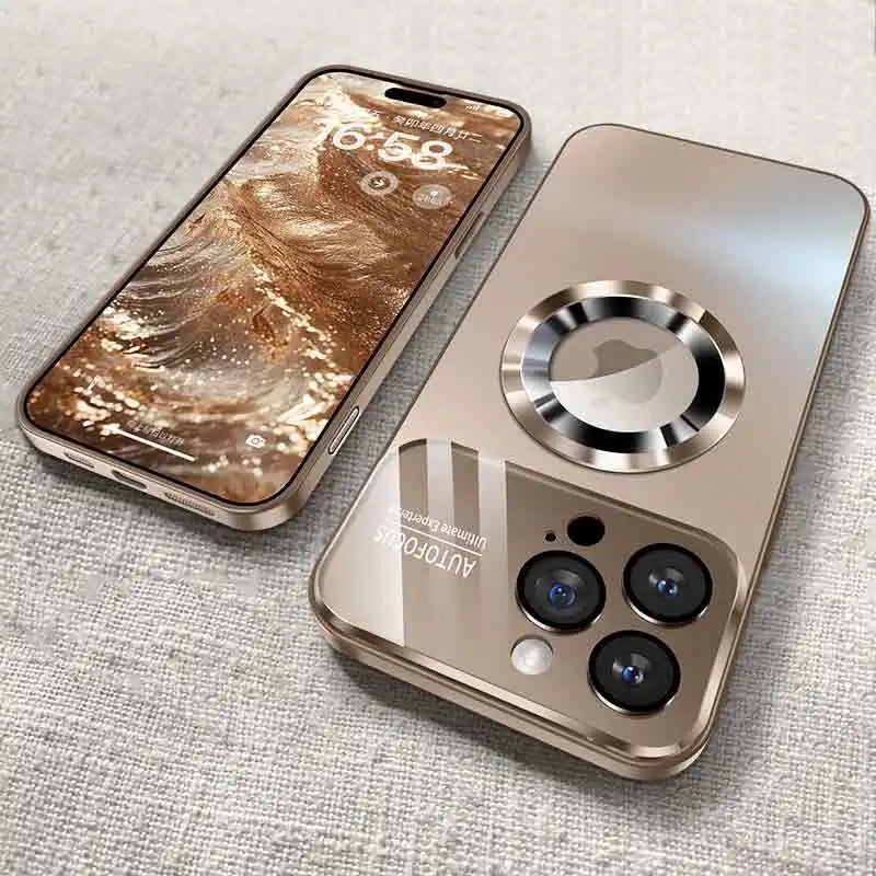 Luxus Glas Kamera Objektiv Für Magesafe Magnetische Drahtlose Lade Fall Für iPhone 11 12 13 14 15 16 Pro Max plus Stoßfest Abdeckung