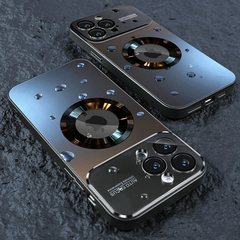 Luxus Glas Kamera Objektiv Für Magesafe Magnetische Drahtlose Lade Fall Für iPhone 11 12 13 14 15 16 Pro Max plus Stoßfest Abdeckung