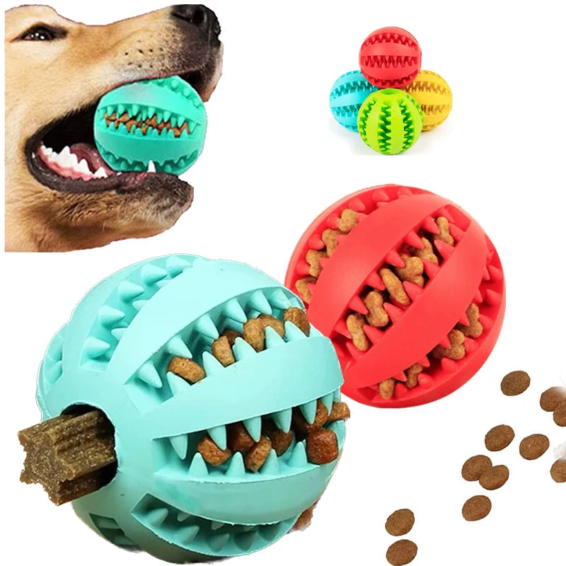 Hundespielzeug – Interaktive Ballspielzeuge – Gummi-Kaubälle für Welpen – Haustier-Spielball zur Zahnpflege – Katzen- und Haustier-Futterspender – Silikon-Ballspielzeug
